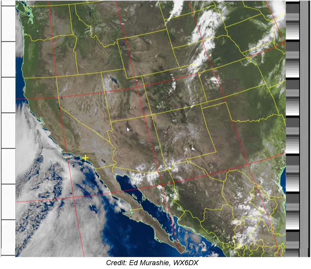 Sample APT image of western United States; false colored by receiving software
